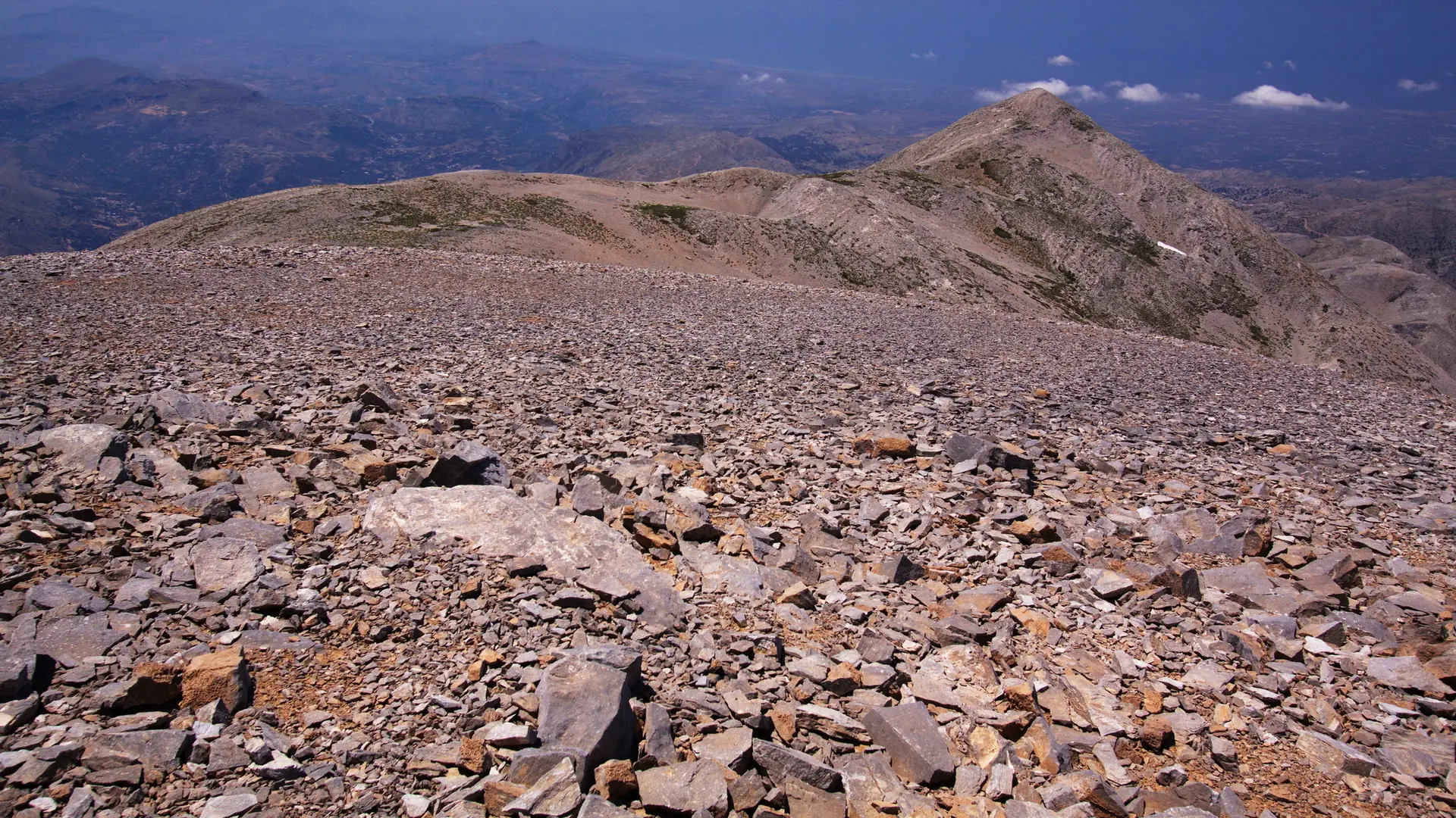 View from Psiloritis across Crete's mountain interior.